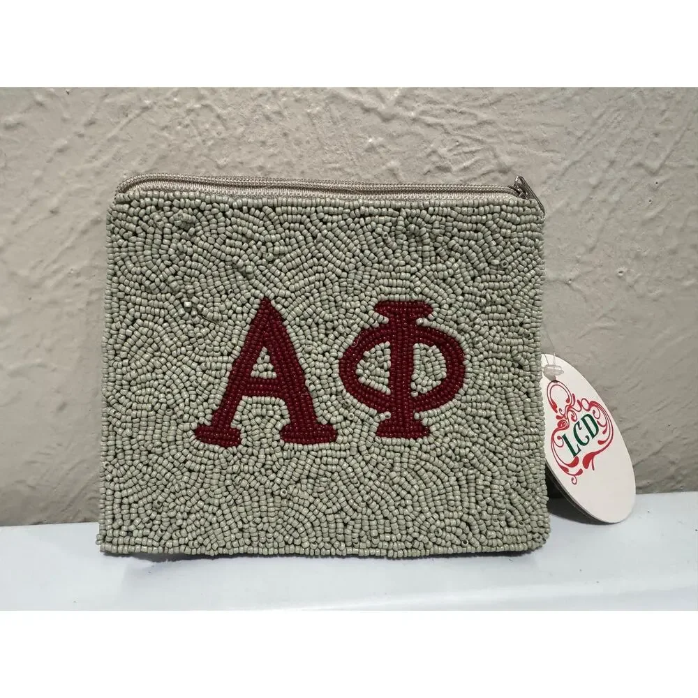 Beaded Coin Purse Alpha Phi Sorority NEW
